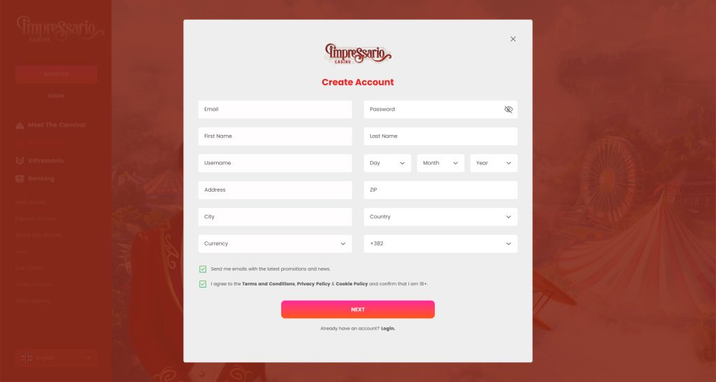 impressario registration 